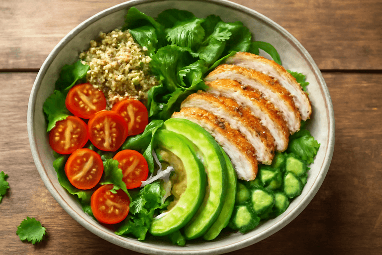 Fräsch kycklingsallad med citron och quinoa