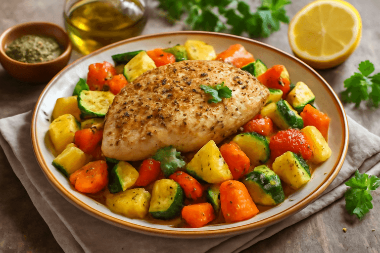 Ψητό Κοτόπουλο με Λαχανικά στον Φούρνο