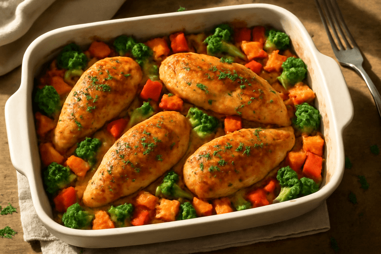 Ovenschotel met Kip, Groenten en Zoete Aardappel