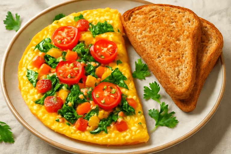 Protein-Packed Veggie Omelette with Whole Grain Toast