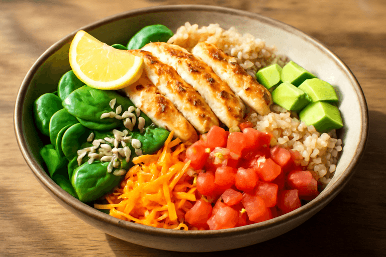 Ensalada de Pollo Clásica con Aguacate y Quinoa