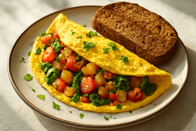 Savory Vegetable Omelette with Whole Grain Toast