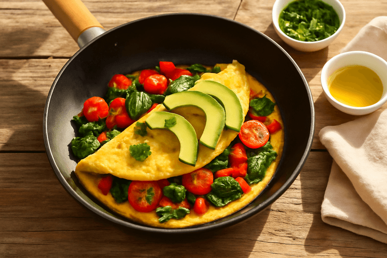 Energieke Groente-Omelet met Avocado