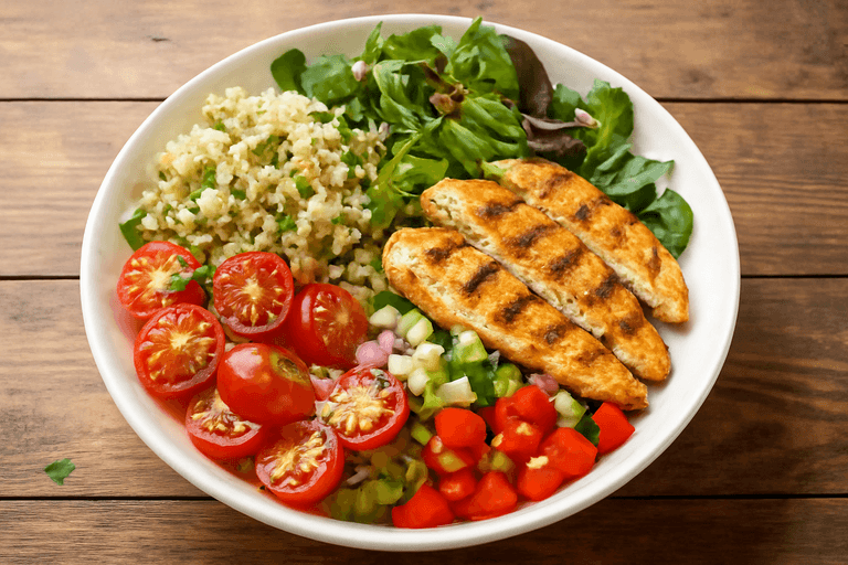 Leichter Hähnchen-Gemüse-Salat mit Quinoa