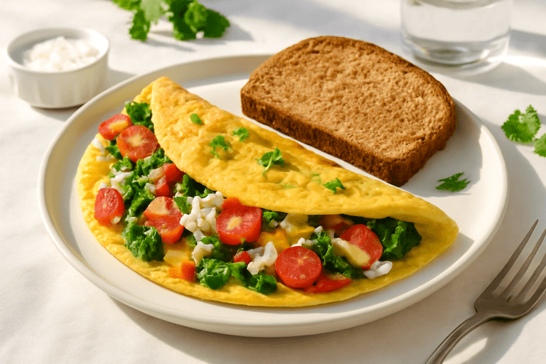 High-Protein Veggie Omelette with Whole Grain Toast