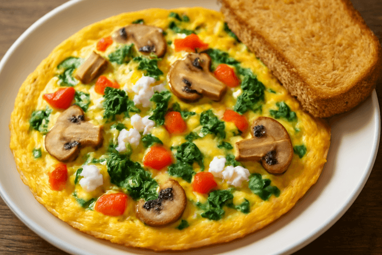 Herzhaftes Gemüseomelett mit Vollkorn-Toast
