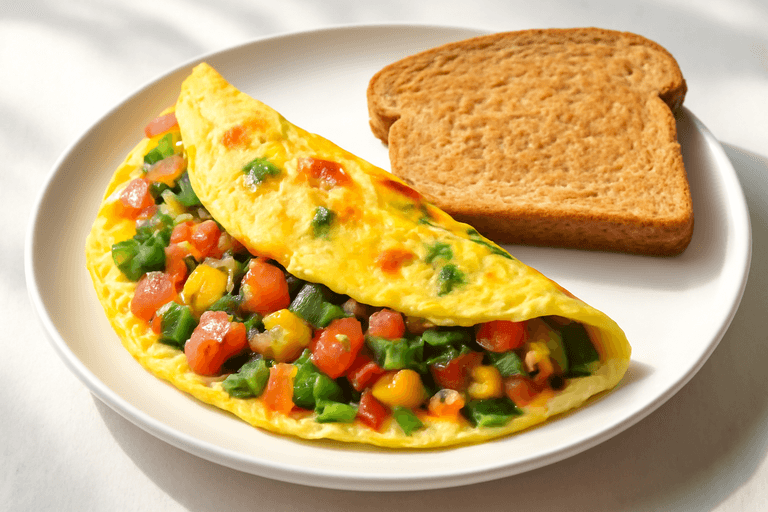 Energizing Vegetable Omelette with Whole Wheat Toast