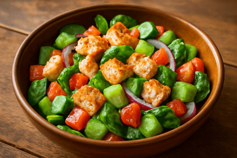 Հավի Ֆիլե և բանջարեղենով թեթև աղցան