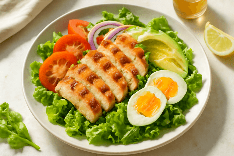 Ensalada Clásica de Pollo con Aguacate y Vinagreta Ligera