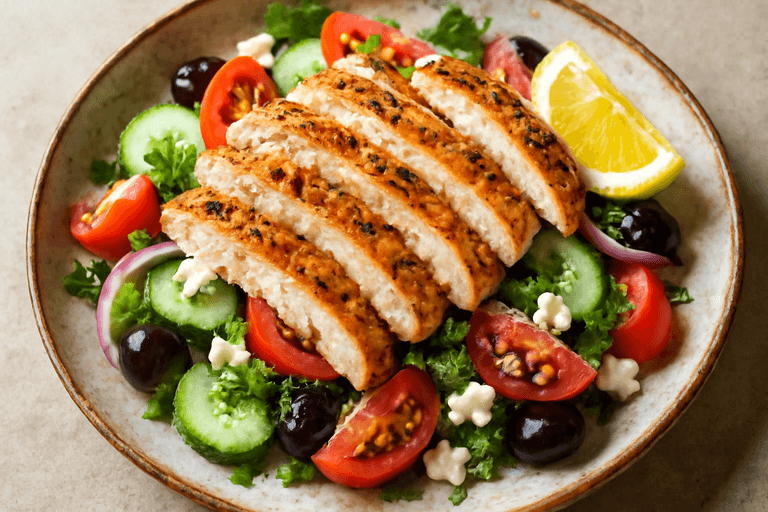 Pollo a la Parrilla con Ensalada Mediterránea