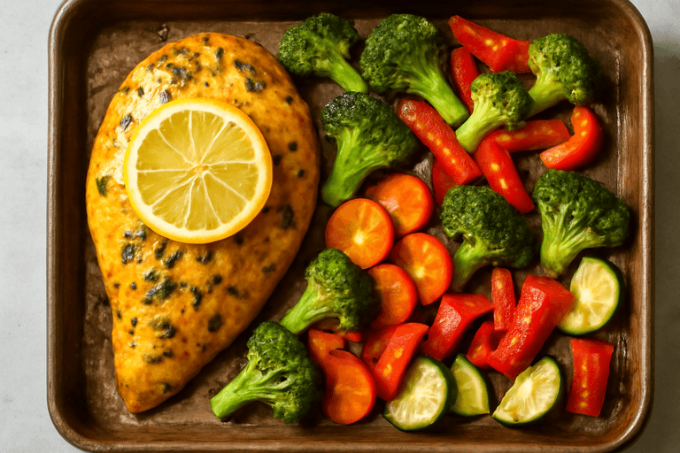Light Lemon Herb Chicken with Roasted Veggies
