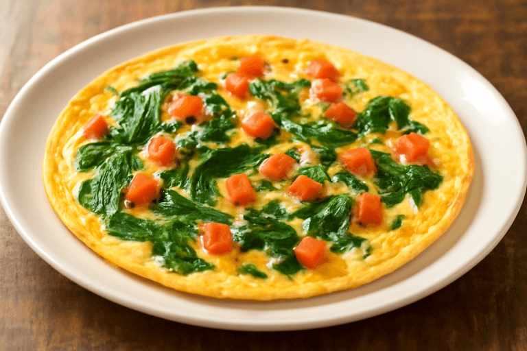 Proteinrik omelett med spenat och tomat