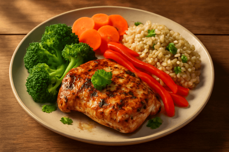 Gegrilde Kippendij met Groenten en Volkorenrijst