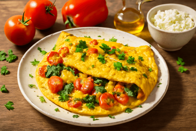 Omletă sănătoasă cu legume și brânză