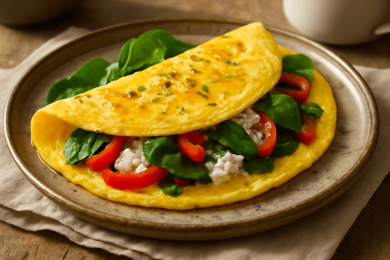 Omletă clasică cu legume și brânză slabă