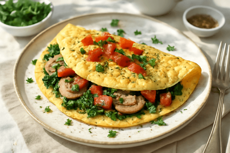 Omelette Vitalité aux Épinards et Champignons