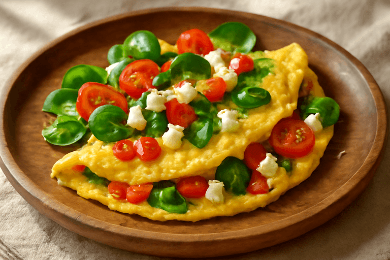 Omletă clasică energizantă cu legume și brânză