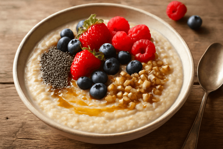 Veganes Protein-Porridge mit Beerenvielfalt