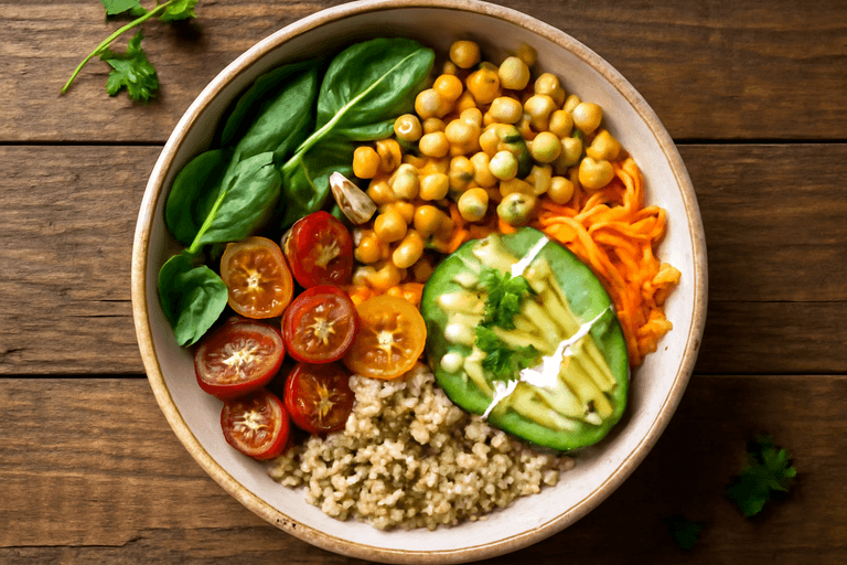 Bunte Kichererbsen-Bowl mit Avocado & Quinoa