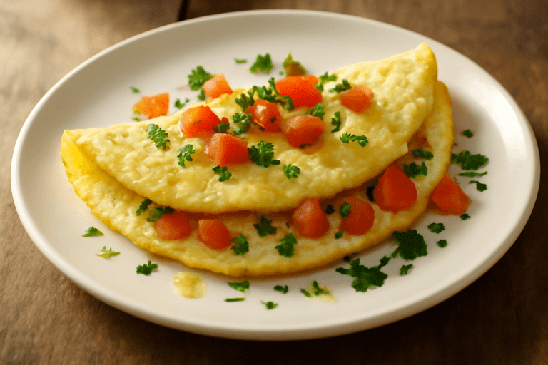 Omelette légère aux herbes fraîches et tomates