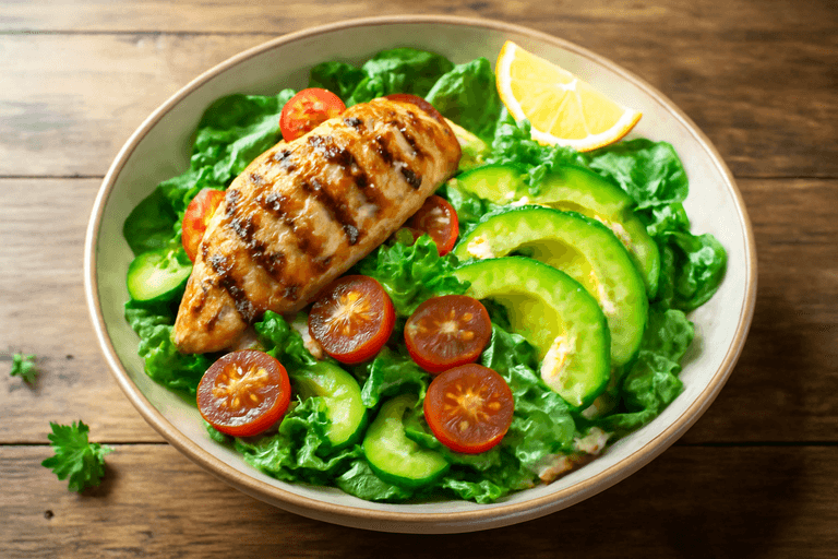 Salade de poulet grillé, avocat et quinoa