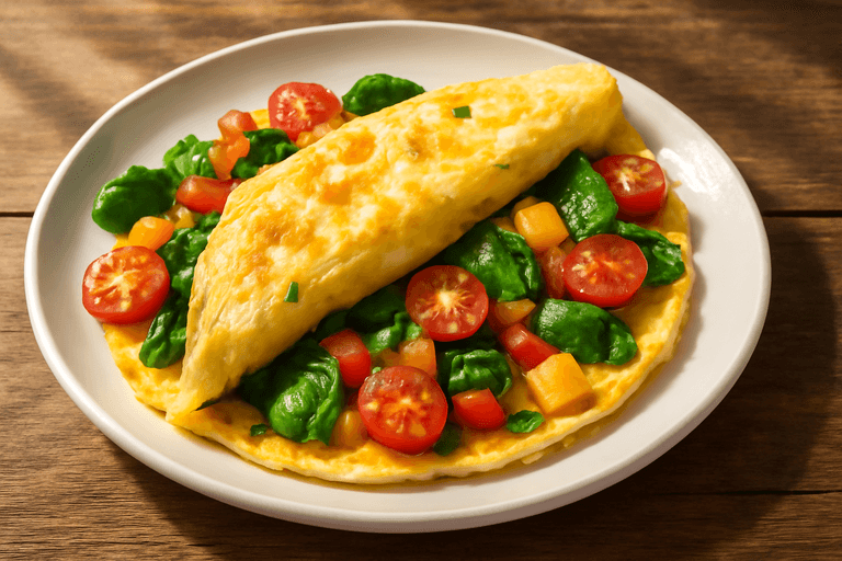 Omletă clasică cu legume colorate