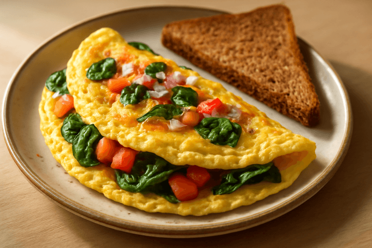 Omelete Clássica Fit com Espinafre e Tomate