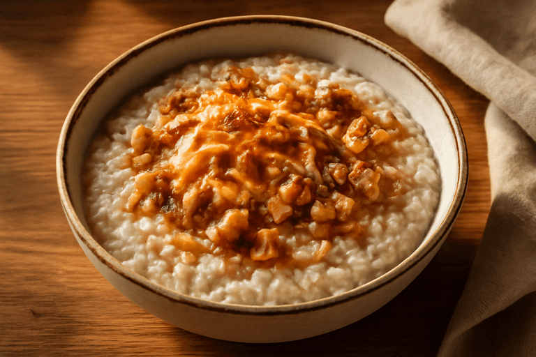 Овсяная каша с яблоком и корицей