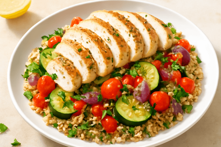 Gegrilde Kipfilet met Mediterraanse Groenten & Quinoa