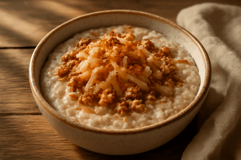 Овсянка с яблоком и грецкими орехами