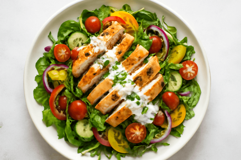 Leichter Hähnchen-Gemüse-Salat mit Joghurtdressing