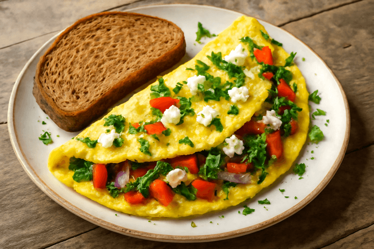 Protein-Packed Veggie Omelette with Whole Wheat Toast