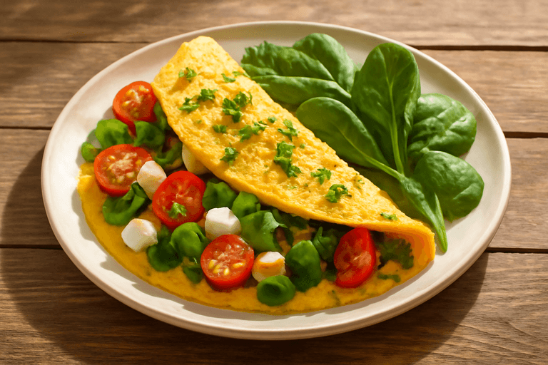 Omletă sănătoasă cu legume și brânză slabă