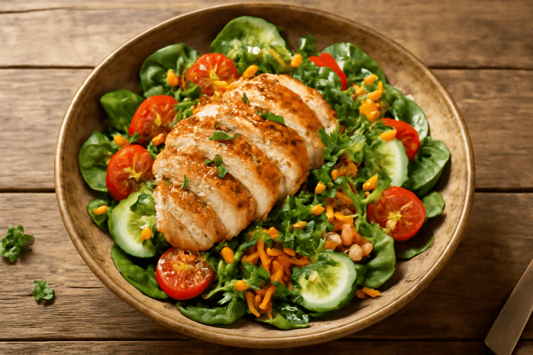 Salade Poulet-Grillé Énergie avec Légumes Croquants