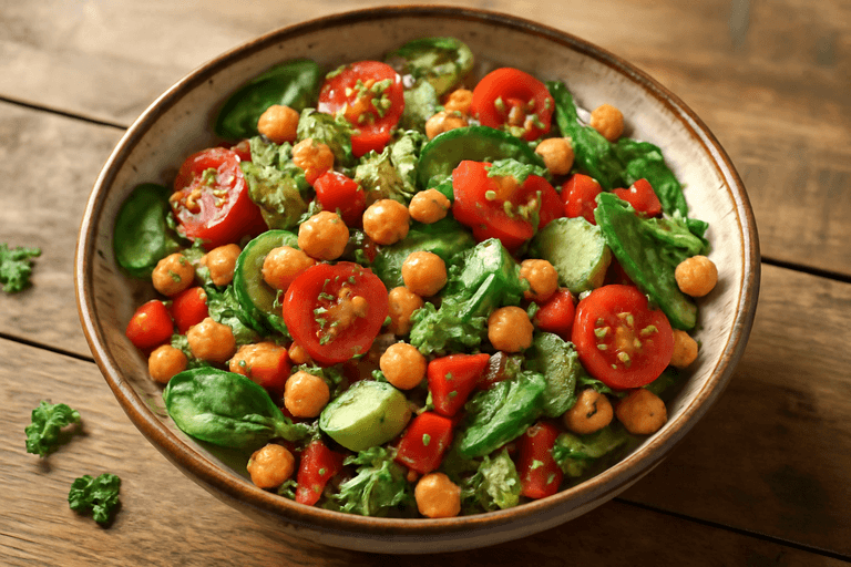Veganer Kichererbsensalat mit Quinoa und Avocado