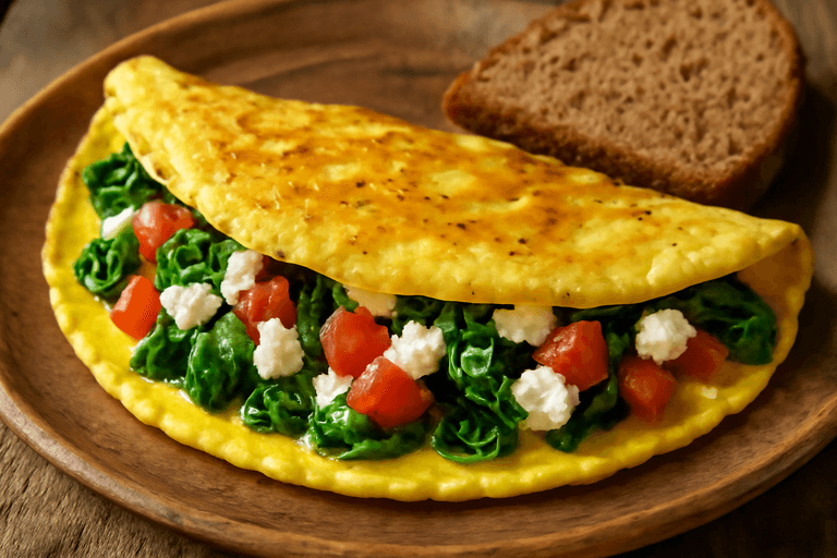Πρωινό Ομελέτα Πρωταθλητή με Σπανάκι & Ντομάτα