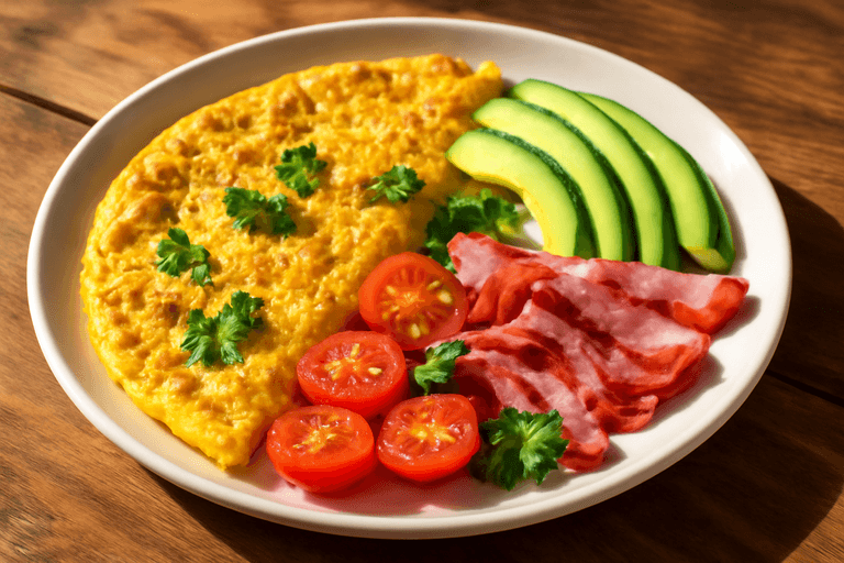 Kraftvolles Frühstücks-Omelett mit Hafer und Avocado