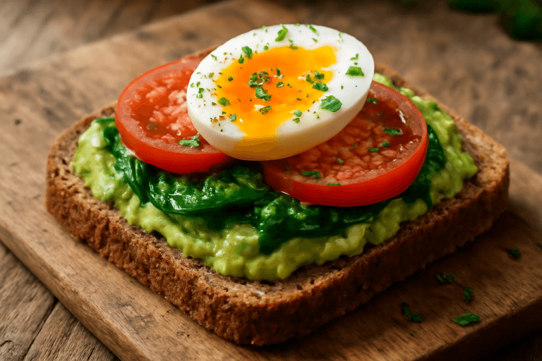 Proteinreiches Avocado-Ei-Frühstücksbrot