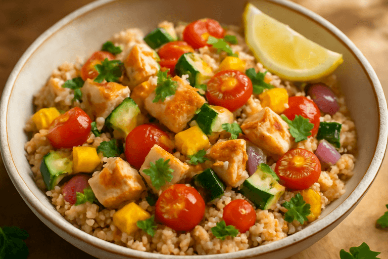 Hähnchen-Gemüse-Pfanne mit Quinoa