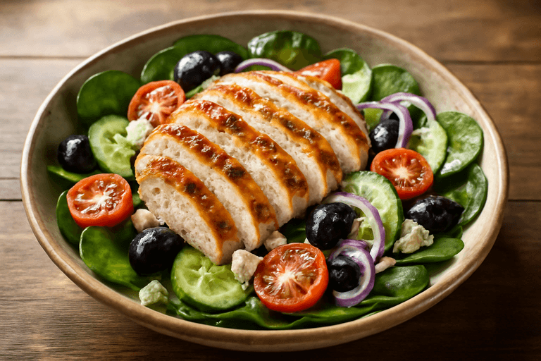 Ensalada Mediterránea de Pollo a la Parrilla