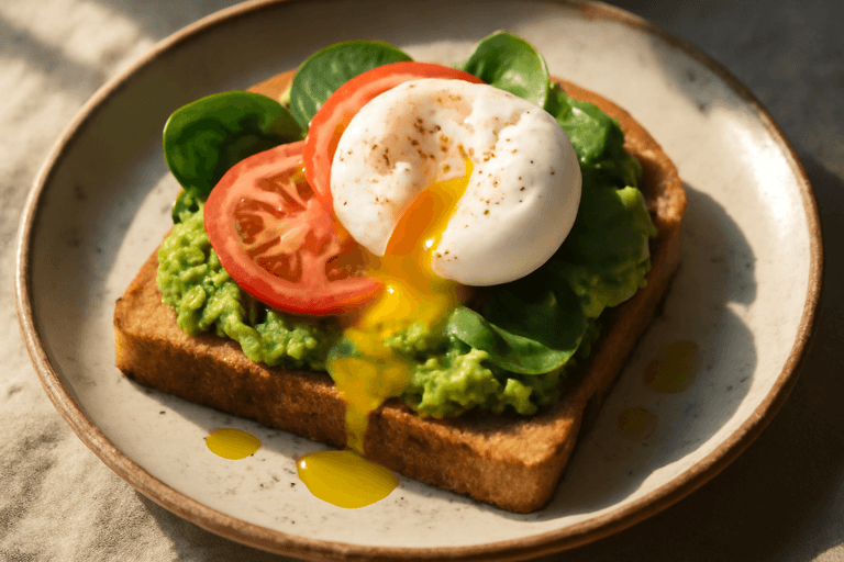 Tostada Integral con Aguacate y Huevo Poché
