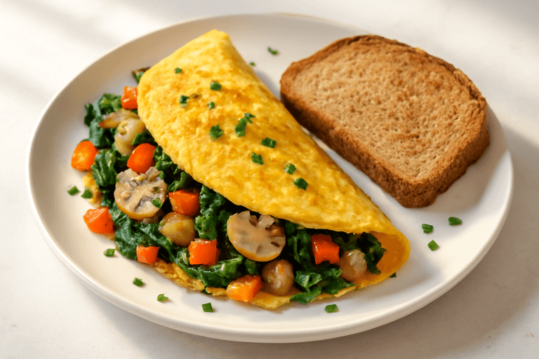 Protein-Packed Veggie Omelette with Whole-Grain Toast