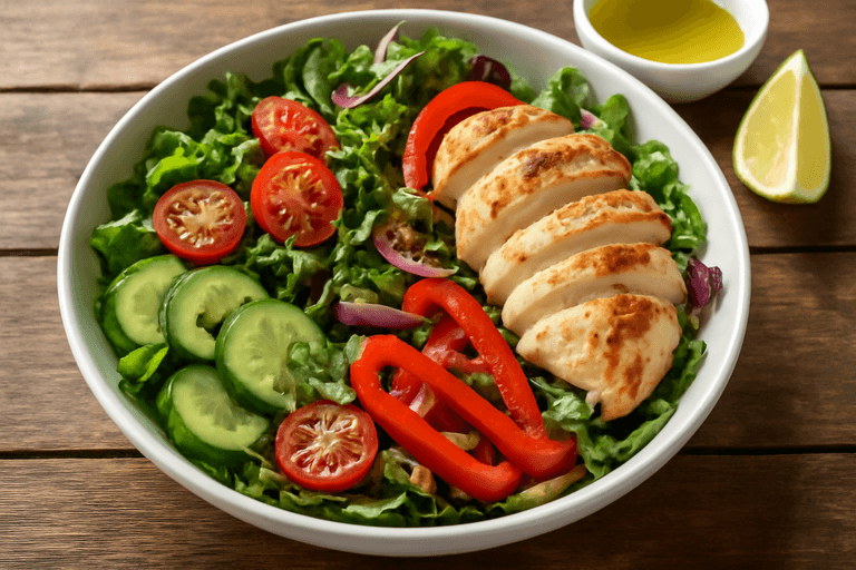 Salată de pui la grătar cu legume proaspete