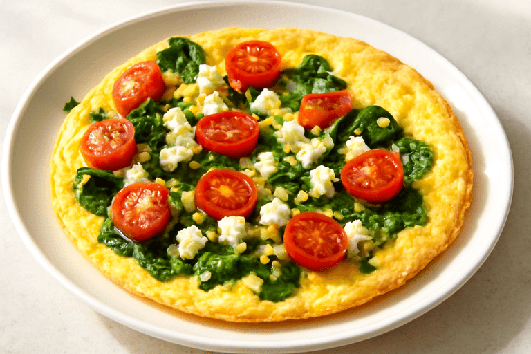 Omletă sănătoasă cu spanac și roșii