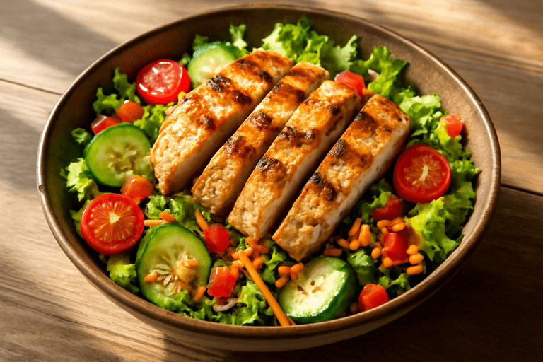 Ensalada Clásica de Pollo con Verduras y Vinagreta Ligera