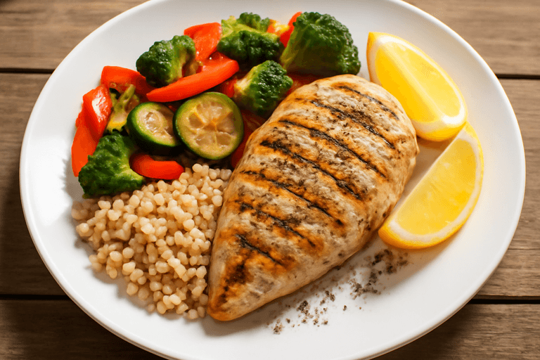 Piletina na žaru s povrćem i integralnom rižom