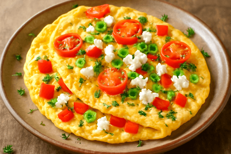 Omletă clasică cu legume și brânză