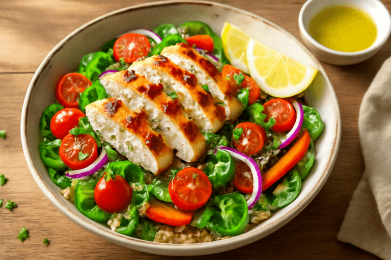 Grillad kycklingsallad med quinoablandning