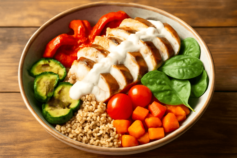 Kleurrijke Kip Groente Bowl