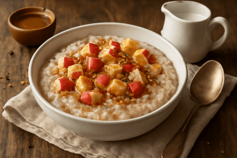 Klassisk havregrynsgröt med äpple och kanel